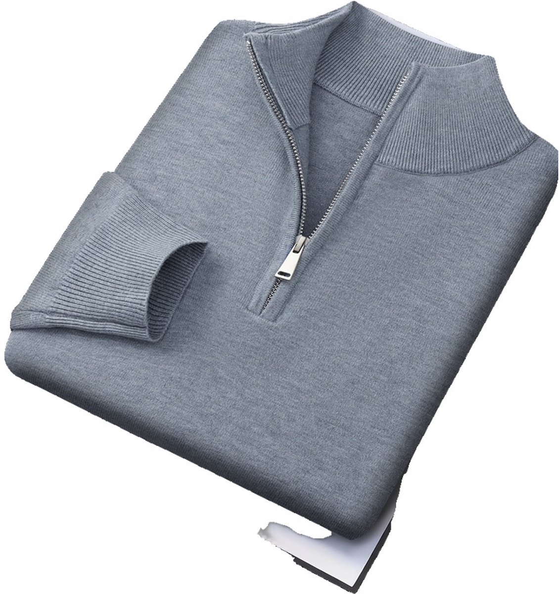 Currero Quarter Zip Heren Sweater Met Rits Jumper Quarterzip Hoodie Warme Trui Vest Lang Coltrui Grijs