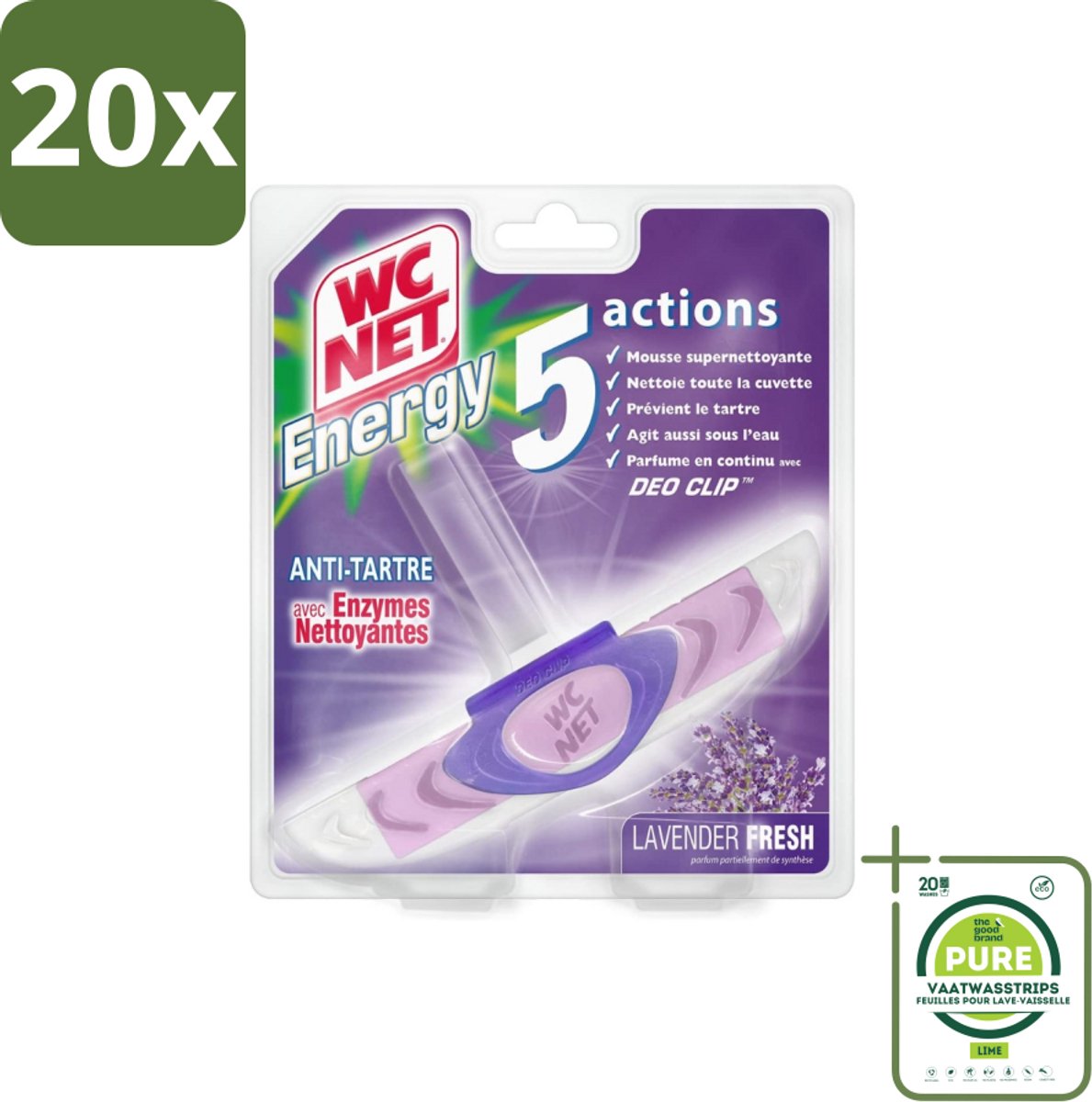20 x WC Net - Toiletblok - Lavendel - 1 Blokje - Grootverpakking - Toiletreiniger - Toiletblok - Lavendelgeur - Geurverwijdering - Hygiëne