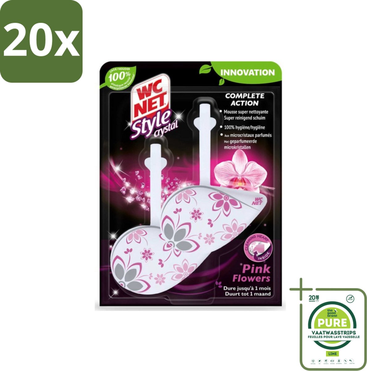 20 x WC Net - Toiletblok - Frisse Bloemen - 2 Blokjes - Grootverpakking - Toiletblok - Toilet Reiniging - Geur - Frisse Geur - Hygiëne