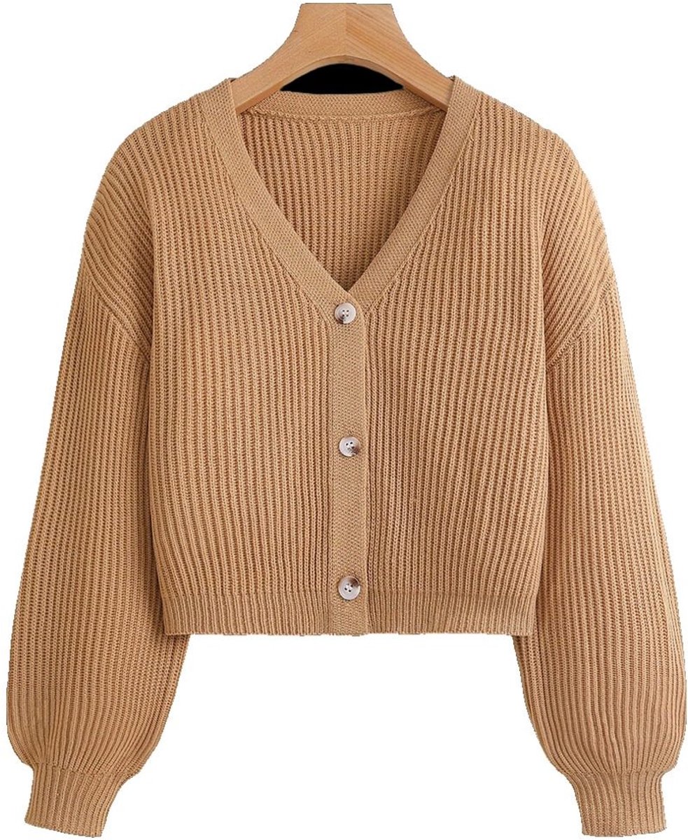 Currero Cardigan Meisjes Vest Meisje Met Knopen Kinderen Warm Gebreid Vest Long 8 Jaar Lichtbruin