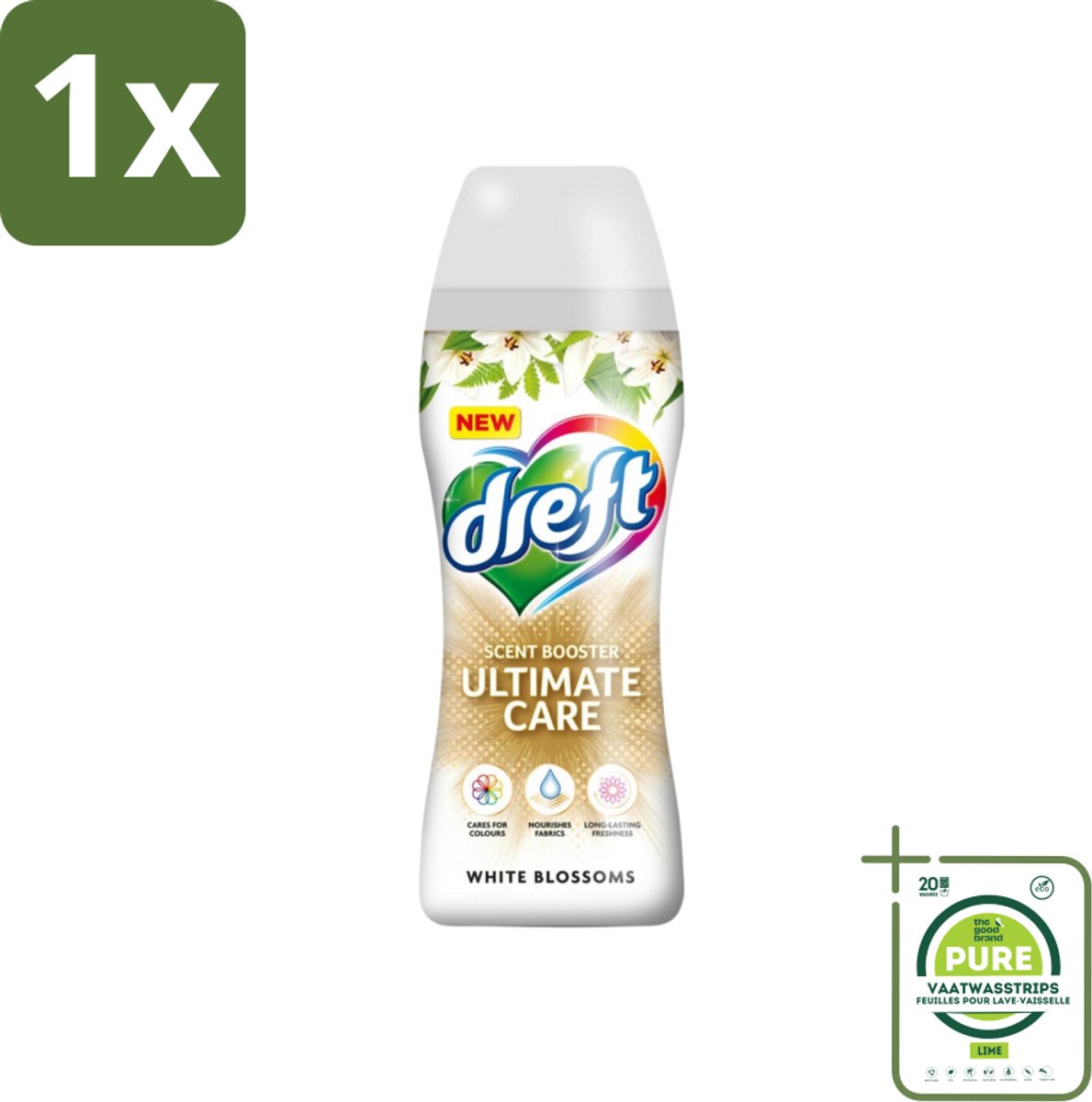 1 x Dreft - Ultimate Care - Wasverzachter - Geurbooster - Gekleurde Was - Witte Bloem - 15 Wasbeurten - Wasverzachter - Geur - Wasmiddel - Kleurbescherming - Wasverzorging