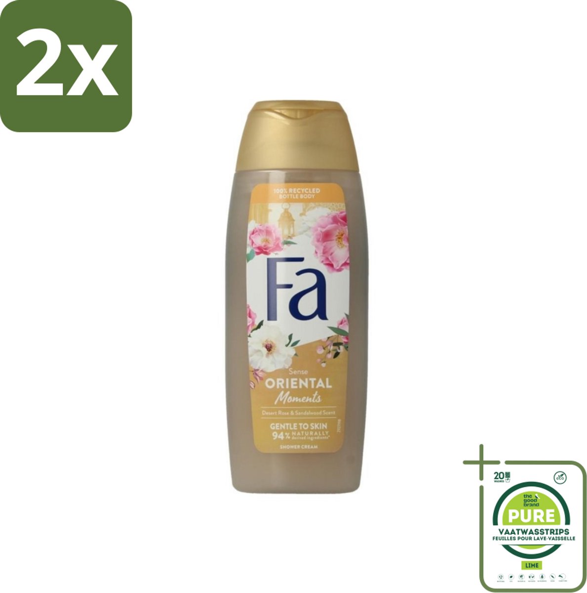 Fa - Oriental Moments - Douchecrème - Woestijnroos & Sandelhout - 250 ml - Voordeelverpakking - 2 stuks - Douchecrème - Sandelhout