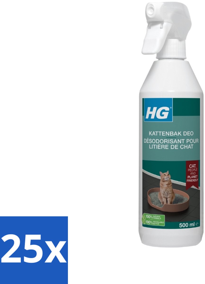 HG - Kattenbak Deo - Neutraliseert Geuren - 100% Biologisch - 500 ml - Bulkverpakking - 25 stuks