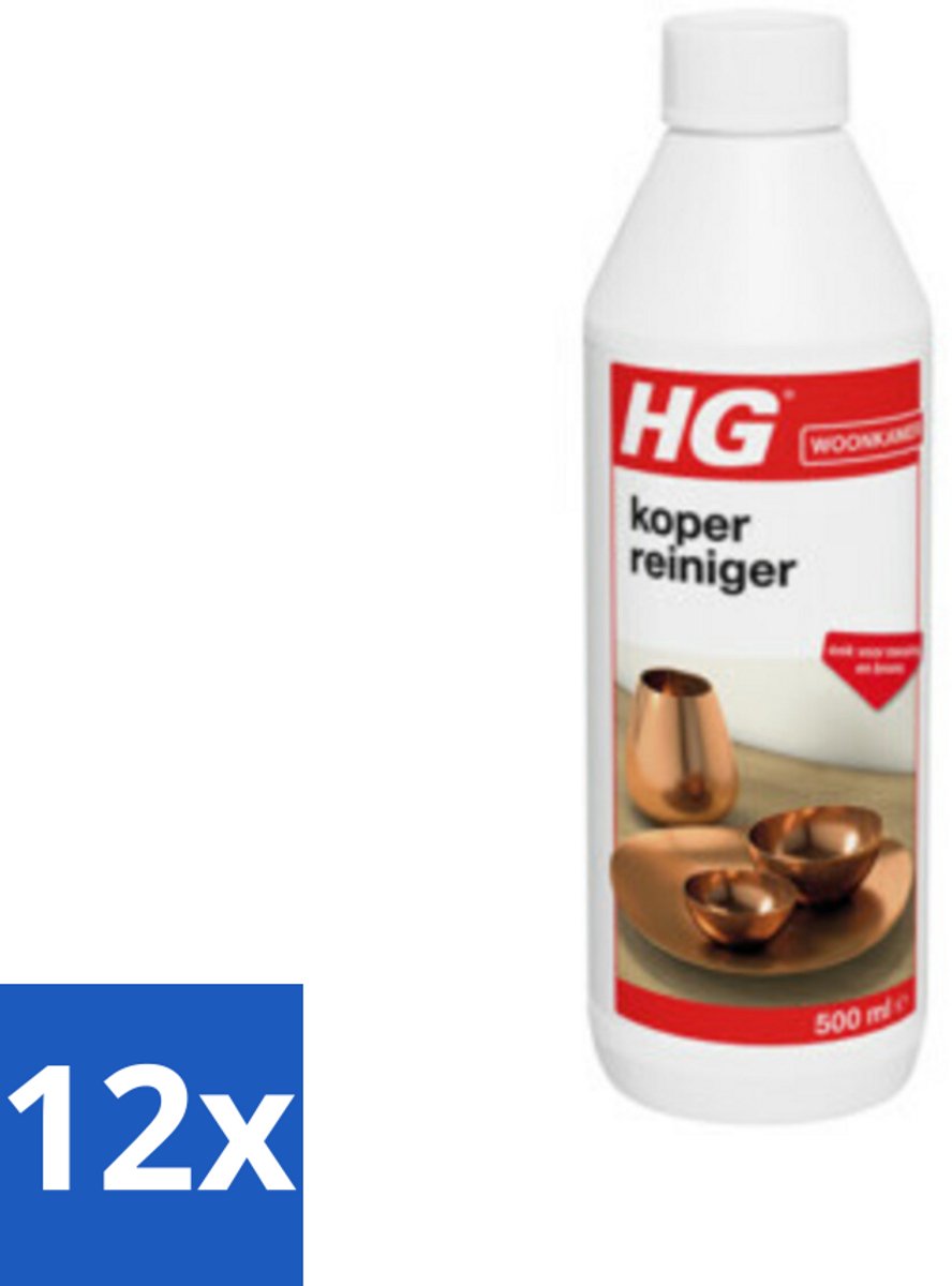 12 x HG Koper Reiniger 500 ml - Koper Reiniger - Koper Poetsen - Koper Glans - Messing Reiniger - Brons Reiniger