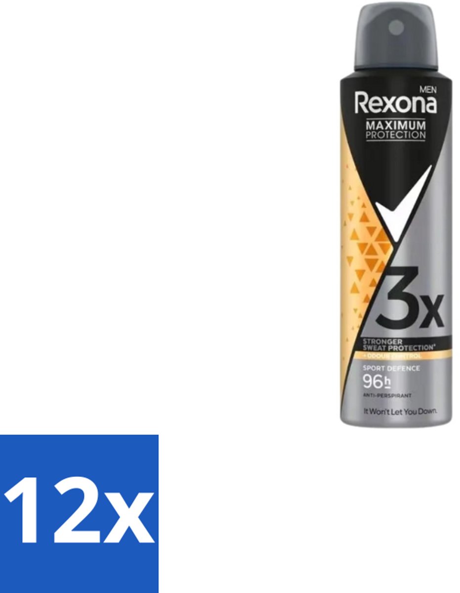 Rexona – Deodorant Spray – Maximum Protection Sport Defence – 150 ml - Voordeelverpakking - 12 stuks