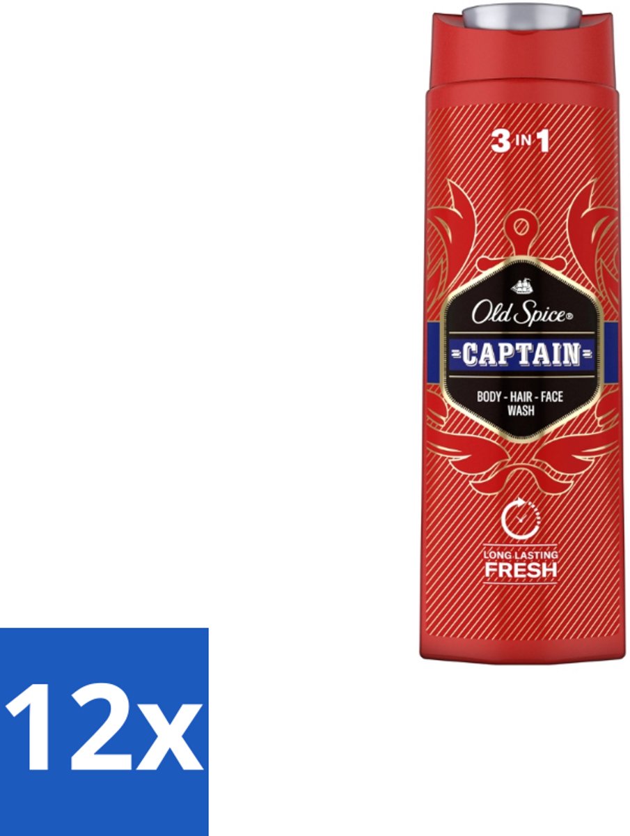 Old Spice – Douchegel – Captain – 400 ml - Voordeelverpakking - 12 stuks