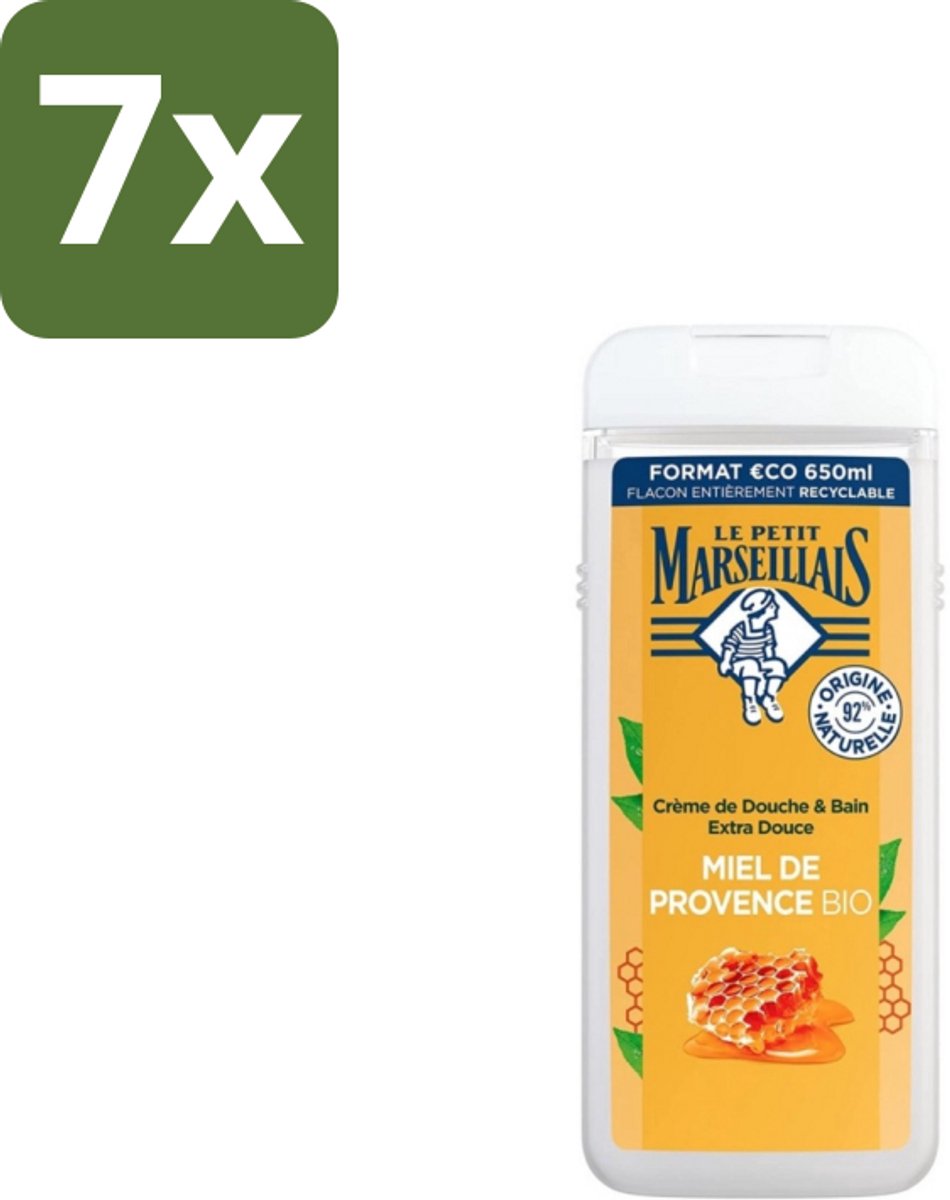 Le Petit Marseillais – Douche & Bad – Honing – 650 ml - Bulkverpakking - 7 stuks