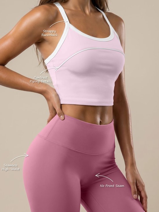 Currero Pilates Pak Dames - Yoga - Buttshaper - Gym - Fitness - Butt Lift - Bil Vergrotend - Heup Liftend - Yogakleding - Roze + Roze XS — afbeelding 4