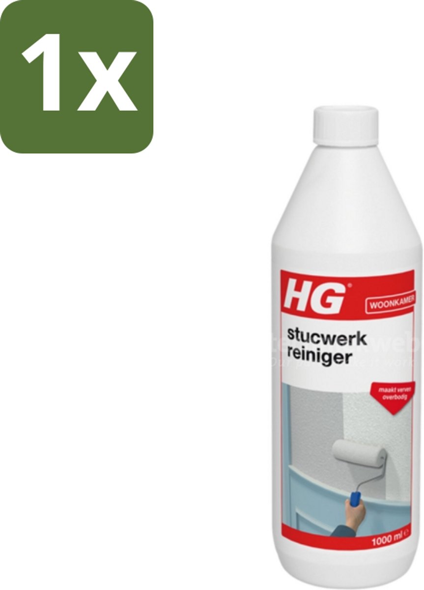 1 x HG - Stucwerk Reiniger - Zeer Snelle Werking - Grondige Reiniging - 1L - Stucwerk Reinigen - Stucwerk Schoonmaken - Stucwerk Reiniger - Sierpleister Reinigen - Verven Overbodig Maken