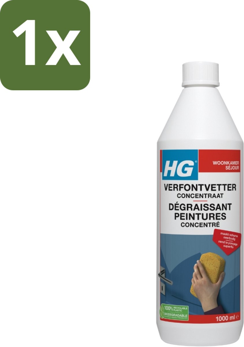 1 x HG Verfontvetter Concentraat 1 liter - Verf Ontvetter - Ontvettingsmiddel - Vetvrij Maken - Schilderen Voorbereiden - Schuren Vermijden