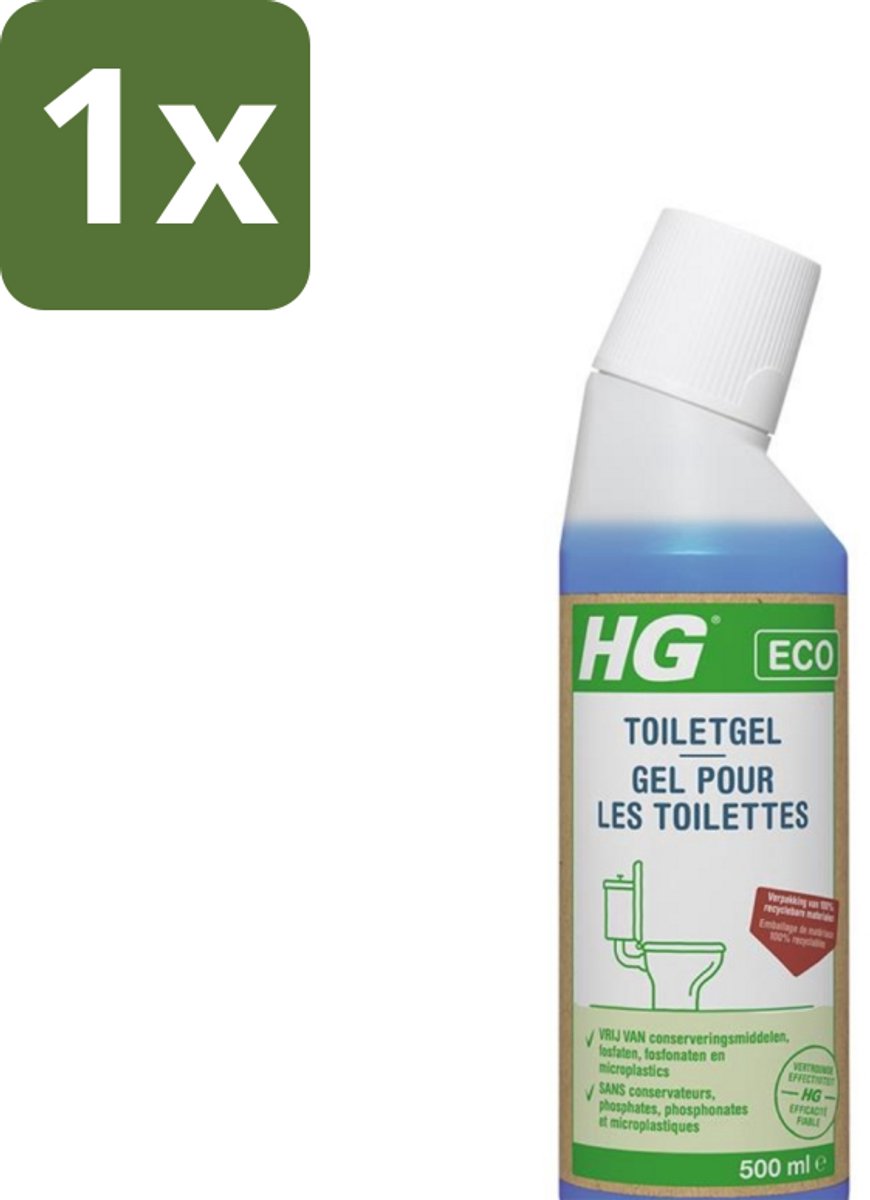 1 x HG ECO - Toiletgel - Verwijdert Vuil & Kalkaanslag - 100% Recyclebare Materialen - 500 ml - Toiletgel - Vuil Verwijderen - Kalkaanslag - Milieuvriendelijk - Duurzaam