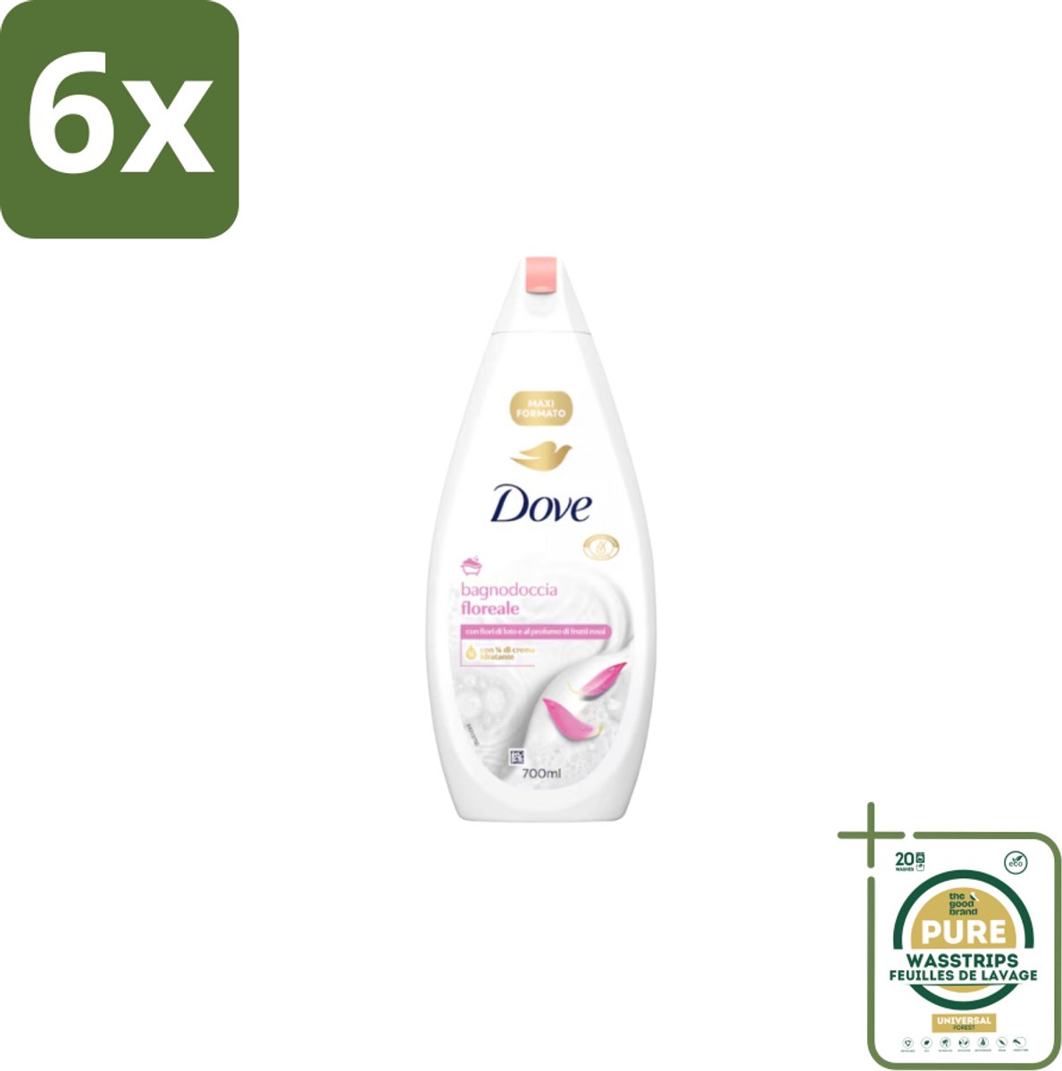 Dove – Badcrème – Soothing Almond Oil & Hibiscus – 720 ml - Voordeelverpakking - 6 stuks - Kalmerend - Schuim
