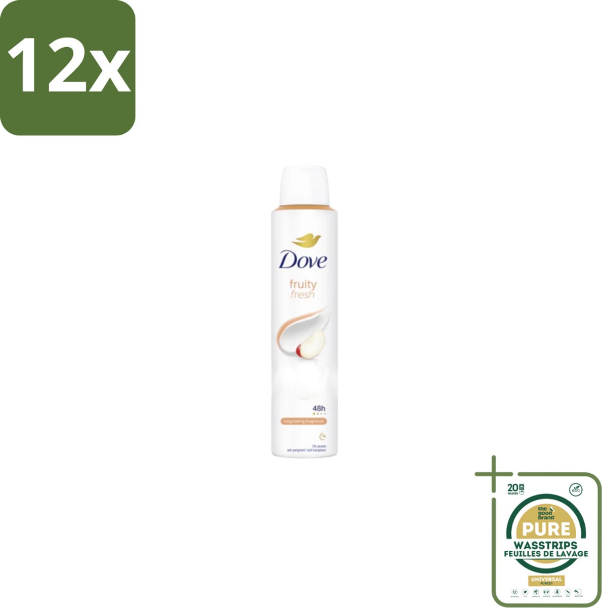 Dove – Deodorant Spray – Fruity Fresh – 200 ml - Voordeelverpakking - 12 stuks - Okselgeur - Fris
