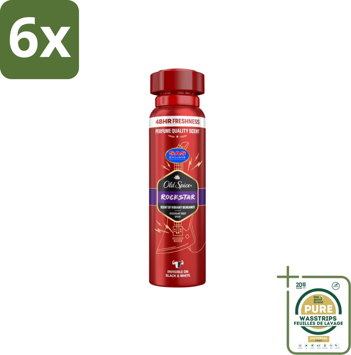 Old Spice – Deospray – Rockstar – 150 ml - Voordeelverpakking - 6 stuks - Frisheid - Lichaamsgeur