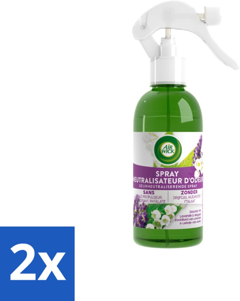 Air Wick – Luchtverfrisser Spray – Active Fresh Lavendel & Lelie – 237 ml - Voordeelverpakking - 2 stuks