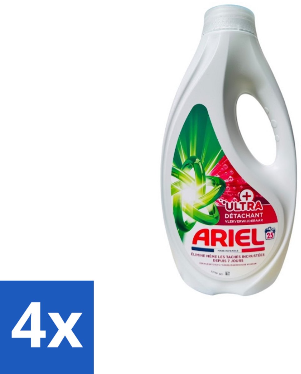 Ariel – Vloeibaar Wasmiddel – Ultra Vlekverwijderaar – 1125 ml – 25 wasbeurten - Voordeelverpakking - 4 stuks