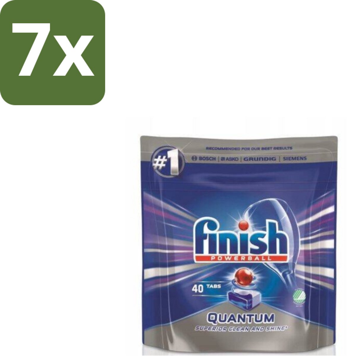 7 x Finish – Vaatwastabletten – Quantum Regular – 40 Capsules - Vaatwastabletten - Vaatwasser - Vaat Reinigen - Vaatwasser Tablet - Vaatwasser Tabletten