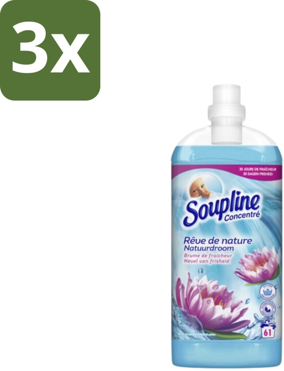 3 x Soupline – Wasverzachter – Nevel van Frisheid – 1,35 L - Wasverzachter - Nevel Van Frisheid - Wasverzachter Nevel Van Frisheid - Wasverzachter Voor Kleding - Wasverzachter Voor Beddengoed