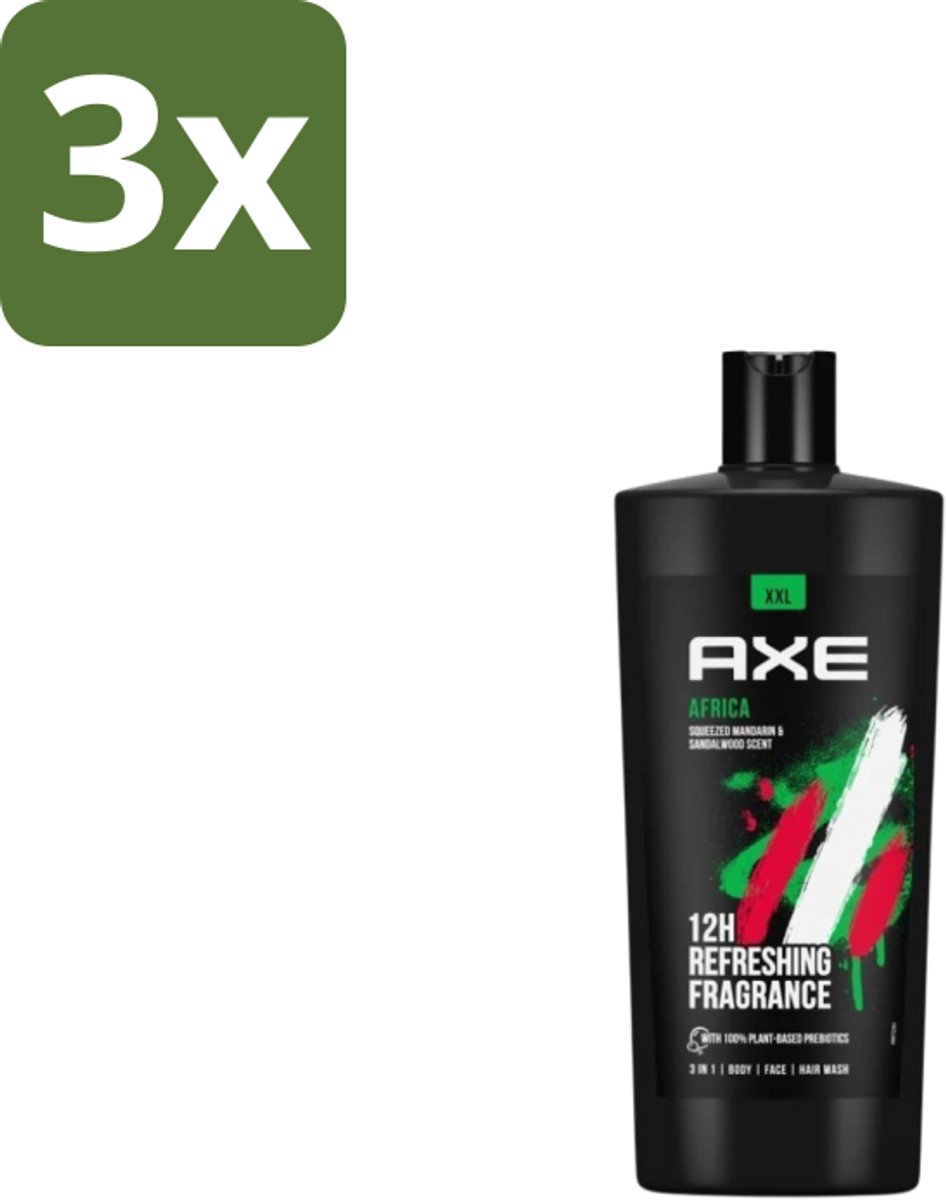 3 x AXE – Douchegel – Africa – 700 ml - Douchegel - Douchegel Africa - Douchegel Voor Mannen - Douchegel Warm - Douchegel Kruidig
