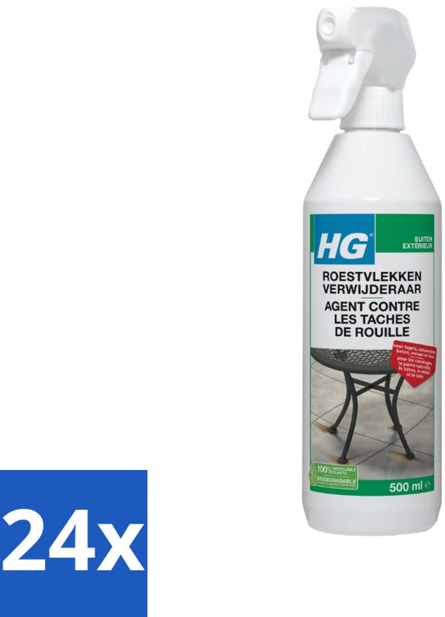 24 x HG Roestvlekken Verwijderaar 500 ml - Roestvlekken Verwijderen - Roestverwijderaar - Roestvlekkenreiniger - Roestvlekken Op Tegels - Roestvlekken Op Natuursteen