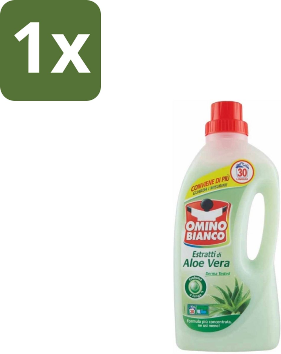 1 x Omino Bianco – Vloeibaar Wasmiddel – Aloë Vera – 1500 ml - Wasmiddel - Aloë Vera - Zachte Was - Krachtige Reiniging - Vlekverwijdering
