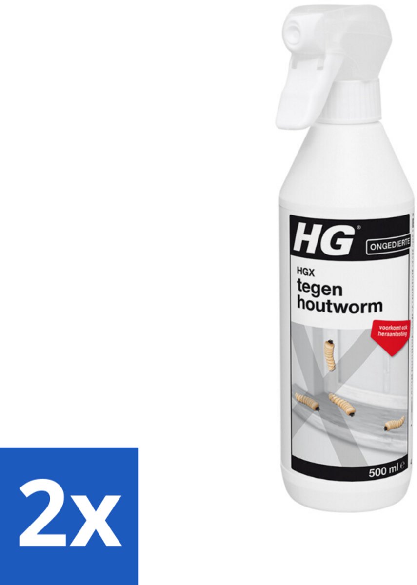 2 x HG X Tegen Houtworm 500 ml - Houtworm Bestrijding - Houtworm Spray - Hout Bescherming - Houtworm Preventie - Houtworm Behandeling