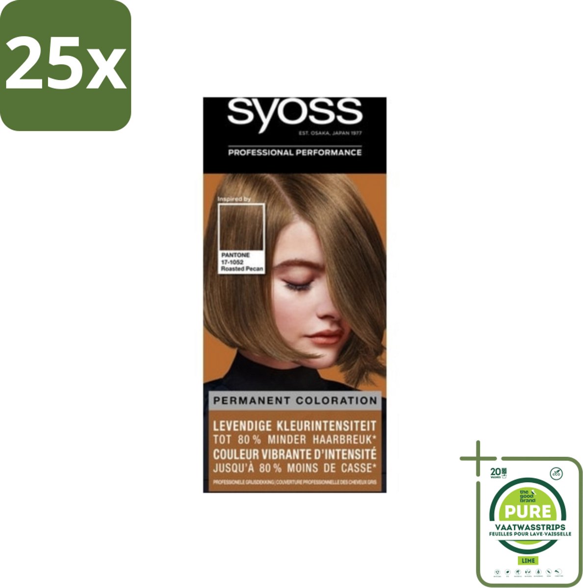 25 x Syoss - Haarverf - Pantone 6-66 Roasted Pecan - 1 Haarkleuring - Grootverpakking - Haarverf - Permanente Kleuring - Syoss - Pantone - Bruine Haar