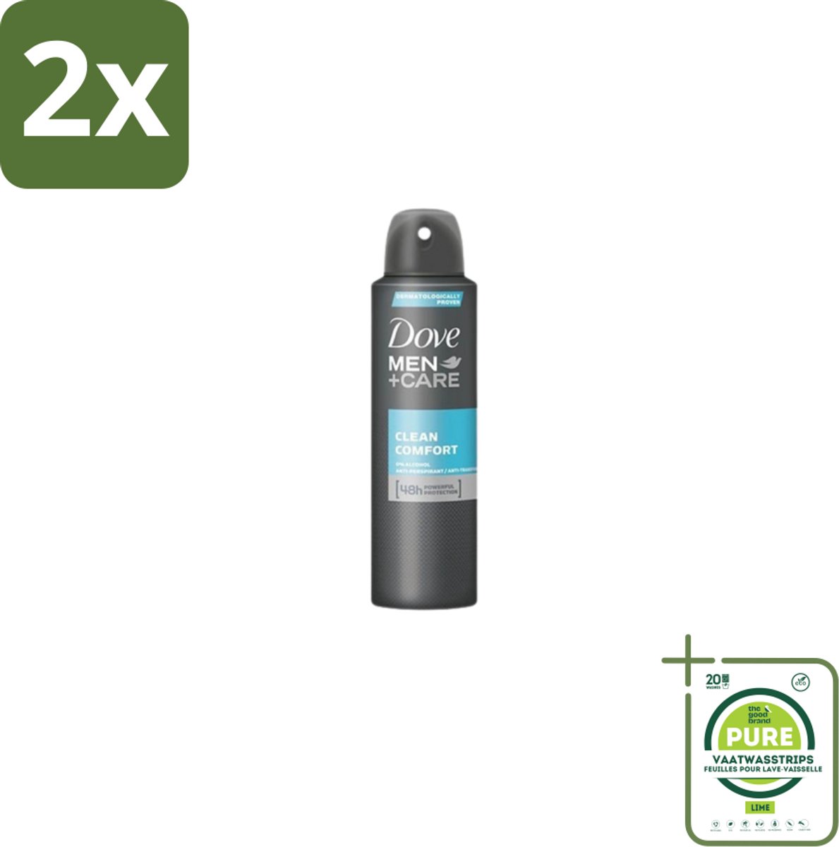Dove Men+Care – Deodorant Spray – Clean Comfort – 200 ml - Voordeelverpakking - 2 stuks - Anti-transpirant spray - Okselgeur