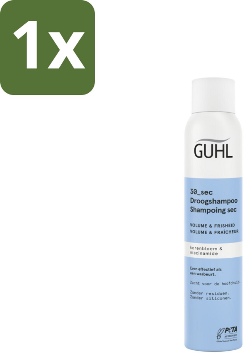 1 x Guhl – Droogshampoo – Volume & Frisheid 30 sec – 200 ml - Droogshampoo Volume - Droogshampoo Frisheid - Droogshampoo Snel Resultaat - Droogshampoo Voor Vet Haar - Droogshampoo 30 Sec