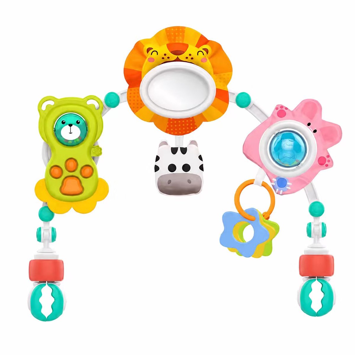 BOTC Wagenspanner - Speelboog - Speelboog voor kinderwagen - Speelgoed voor autostoeltje - Geschikt voor babywiegjes, ledikanten en kinderwagens - Babycadeau - Leeuw