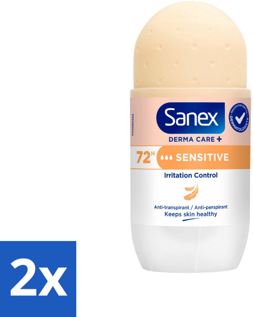 2 x Sanex – Deodorant Roller – Dermo Sensitive – 53 ml - Gevoelige Huid - Anti-transpirant - Zweet - Geur - Okselhuid