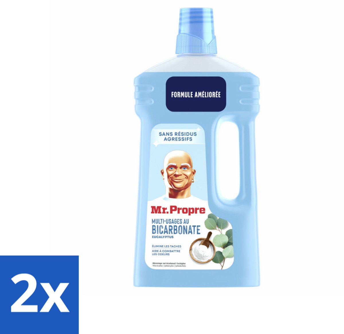 2 x Mr. Propre – Allesreiniger – Bicarbonaat & Eucalyptus – 1000 ml - Allesreiniger - Bicarbonaat - Eucalyptus - Reinigen - Vuil Verwijderen