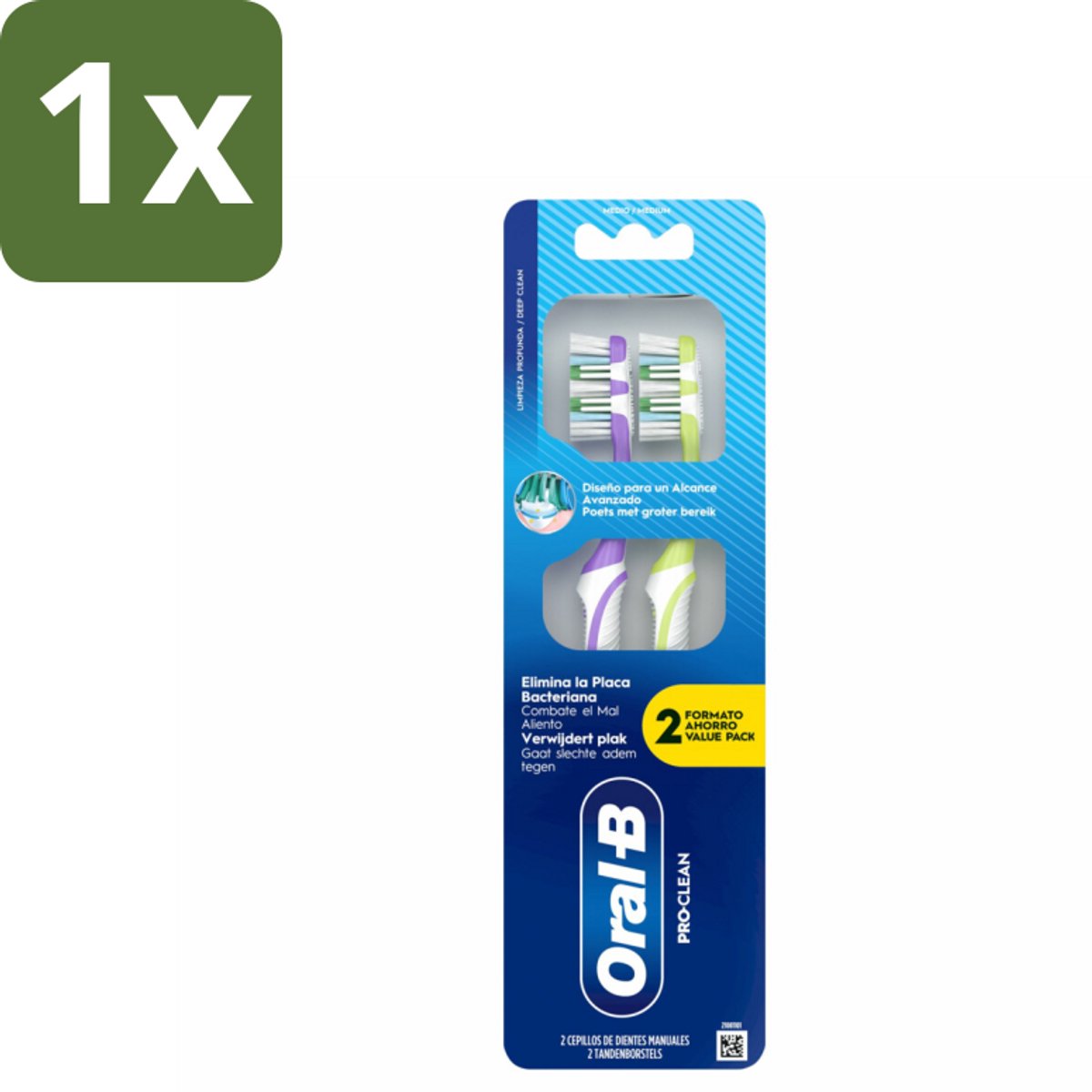 1 x Oral-B - Pro-Clean – Tandenborstel – Manueel – 2-pack - Koffiezetapparaat