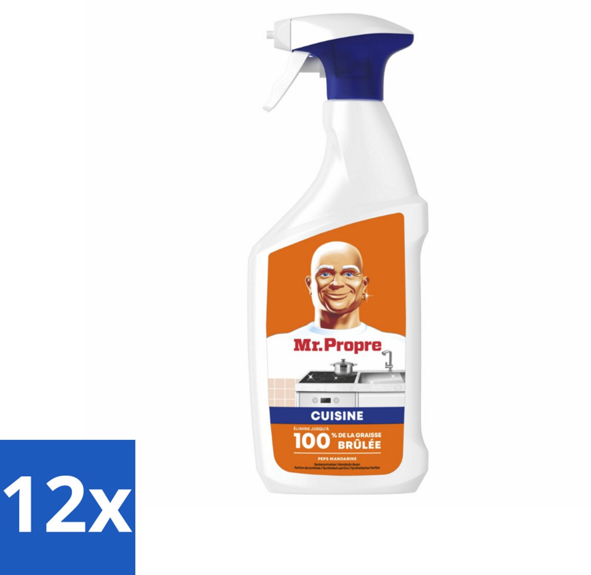 12 x Mr. Propre – Keukenontvetter Spray – Mandarijn Boost – 800 ml - Keukenontvetter - Vetvrij - Reinigings Spray - Mandarijn Geur - Schrobbloos Reinigen