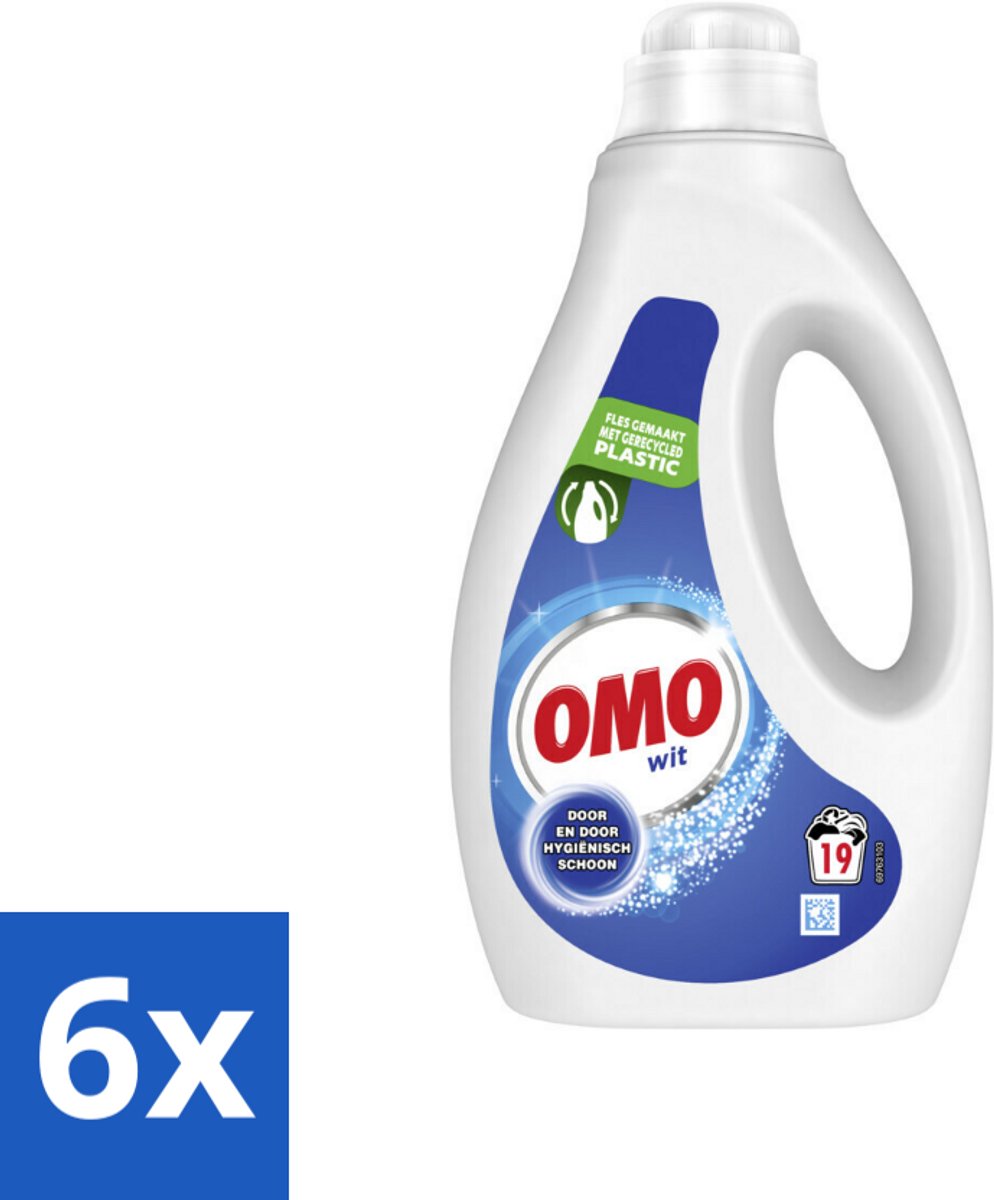 6 x OMO – Vloeibaar Wasmiddel – Wit – 19 Wasbeurten – 950 ml - Wasmiddel Wit - Vlekken Verwijderen - Stralend Wit - Was Op Lage Temperatuur - Korte Wasprogramma