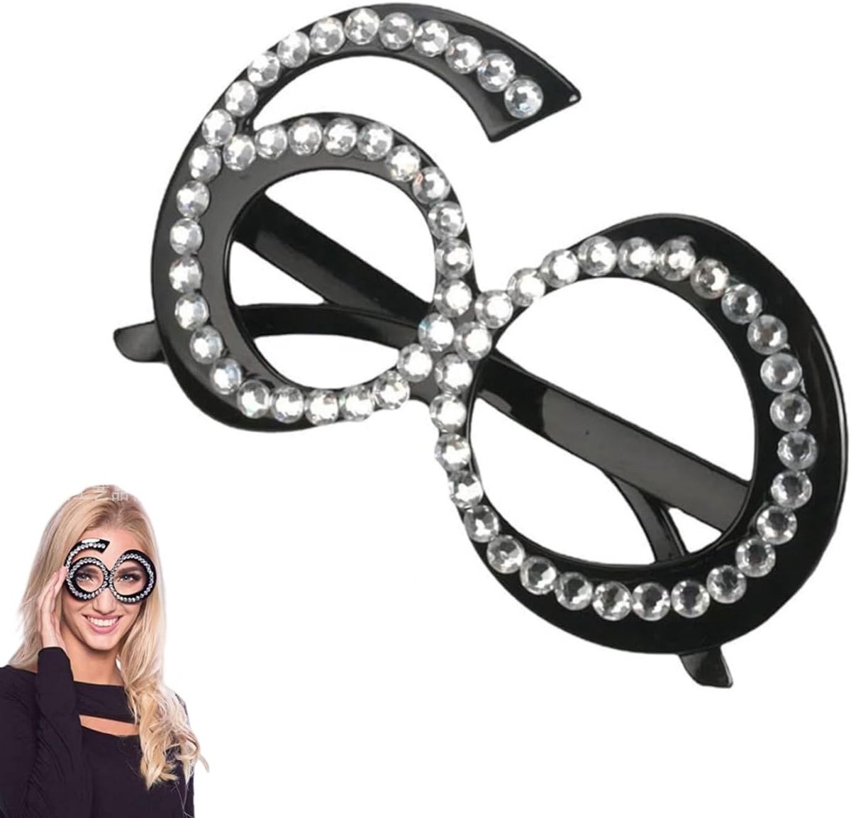 Feestelijke Diamanten Bril met Kristallen Frame en Strass - Perfecte Accessoire voor Verjaardagen, Bruiloften en Fotomomenten