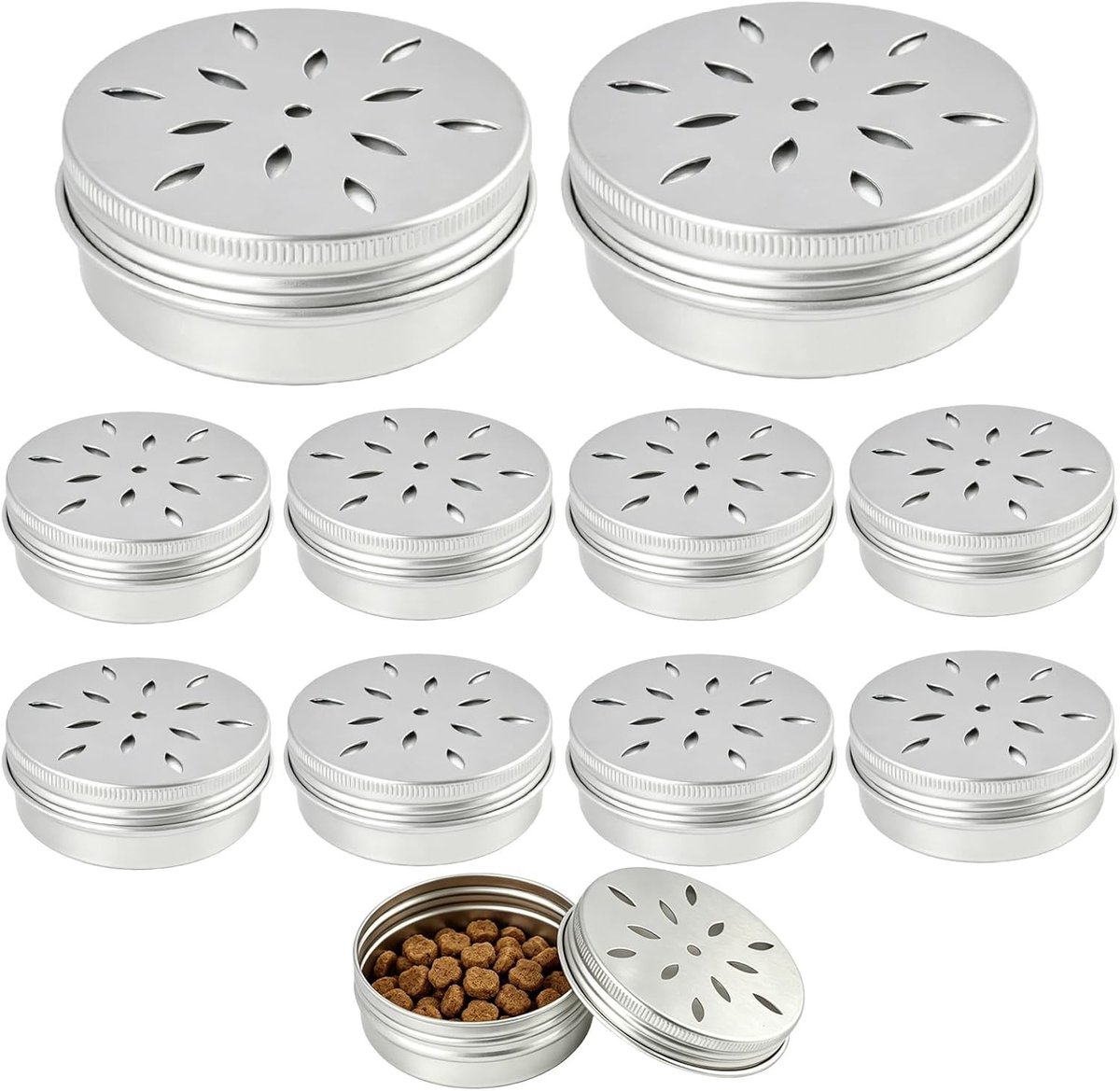 Set van 10 ventilatieblikjes van aluminium, 60 ml, ideaal voor snuffelhondentraining, robuust en eenvoudig te reinigen, veelzijdige trainingsaccessoires