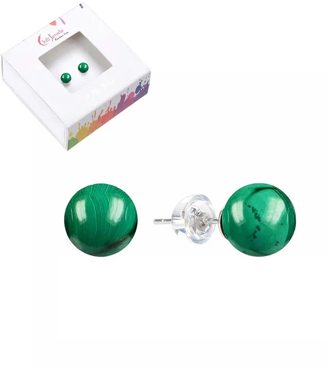 Oorbellen Malachiet 8 mm