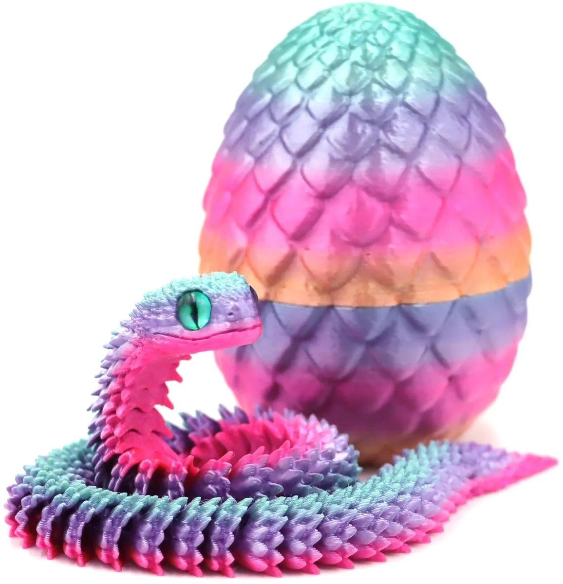 Casalora 3D Geprinte Slang Speelgoed – 8.5 cm – Decoratief Beeldje – PLA Materiaal – Creatief Cadeau – Willekeurige Snoepkleuren