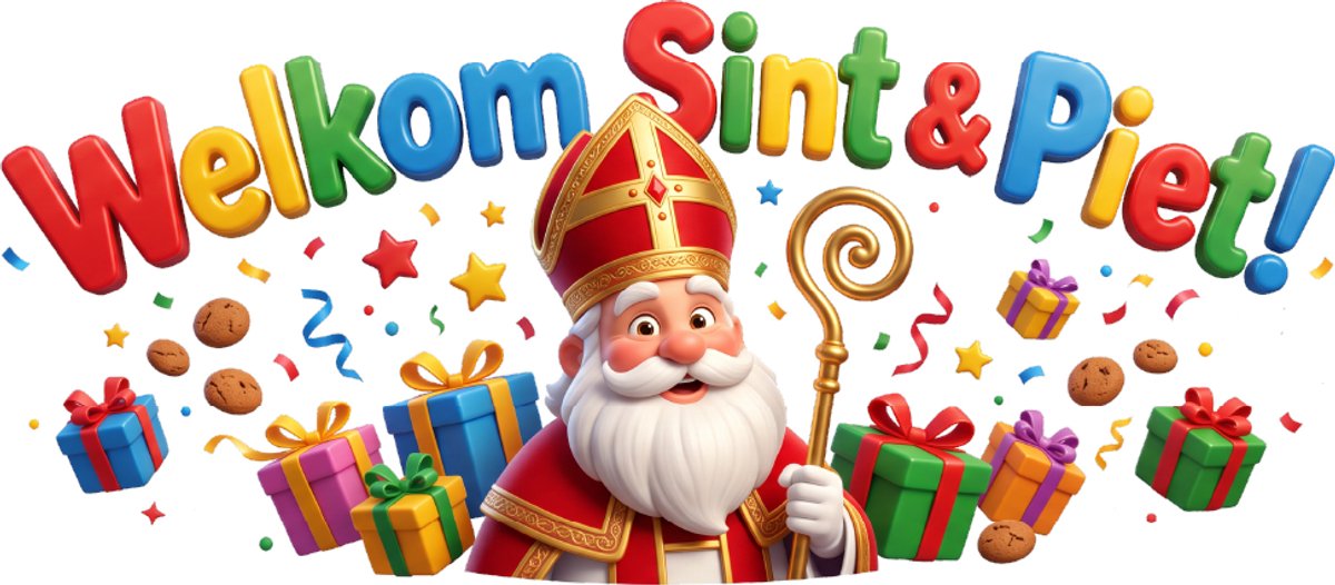 Raamsticker Sinterklaas Herbruikbaar - "Welkom Sint & Piet" LARGE