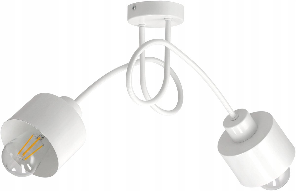 Hanglamp Metaal Wit 2xE27 Loft Stijl - Merkloos