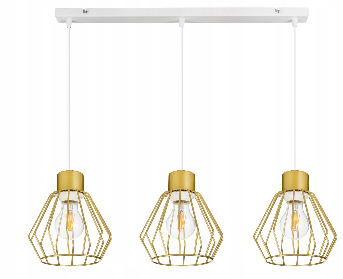Luxe Gouden Hanglamp met Draadkoepel - 3xE27
