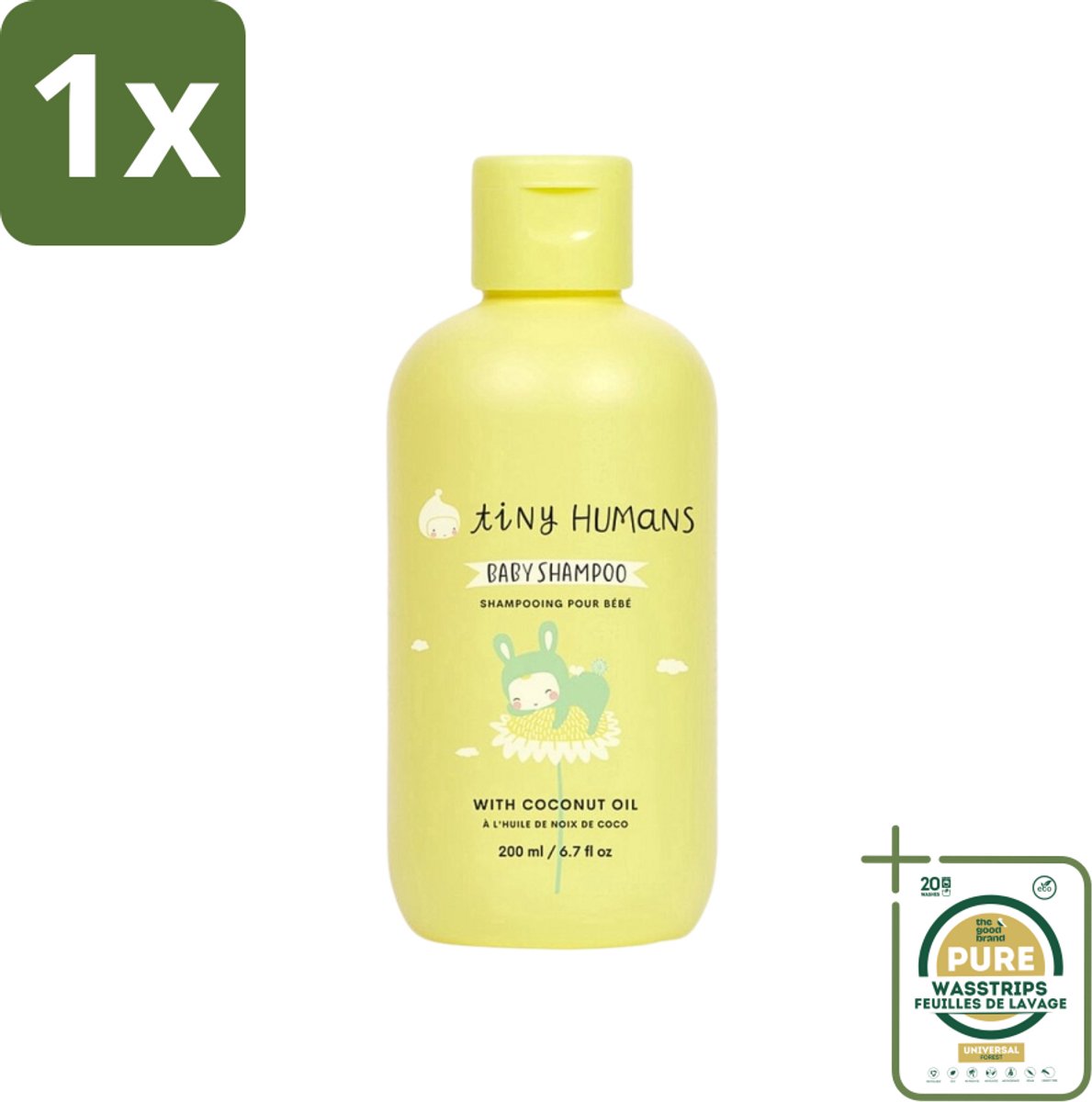 1 x Tiny Humans - Baby Shampoo - Extra Zacht & Natuurlijk - Voor Dagelijks Gebruik - 200 ml- Baby Shampoo - Baby Haar Reinigen - Natuurlijke Baby Shampoo - Mild Baby Shampoo - Babyhuid Verzorging