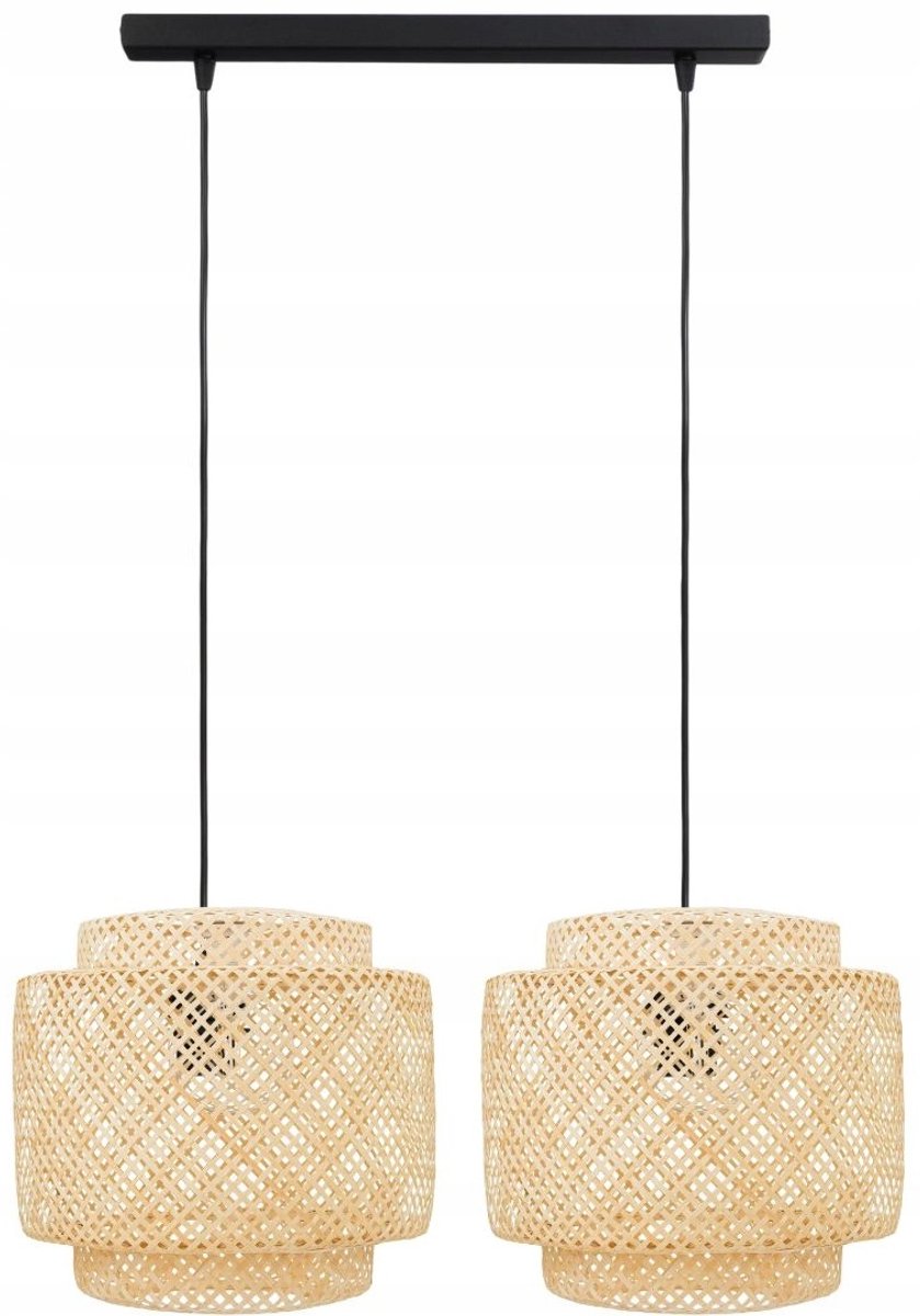 Dubbele Bamboe Hanglamp Zwart - Stijlvol en Modern