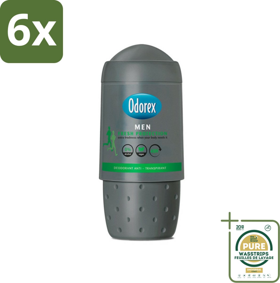 Odorex Deodorant Roller For Men Fresh Protection 50 ml - Voordeelverpakking - 6 stuks - Zweetbescherming - Frisheid
