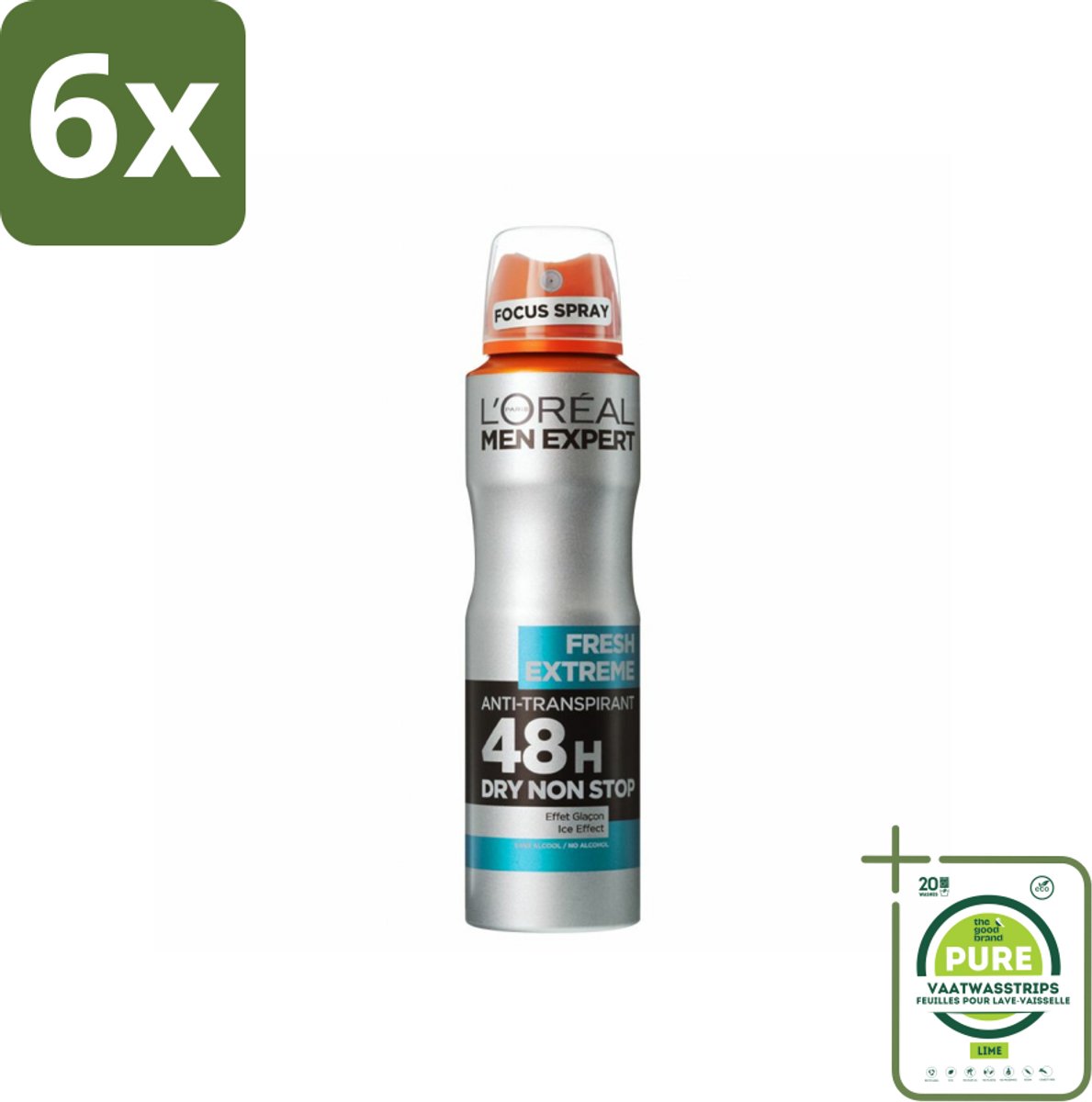 L'Oréal Men Expert Deodorant Spray Fresh Extreme 150 ml - Voordeelverpakking - 6 stuks - 48 uur deodorant - Anti-geur