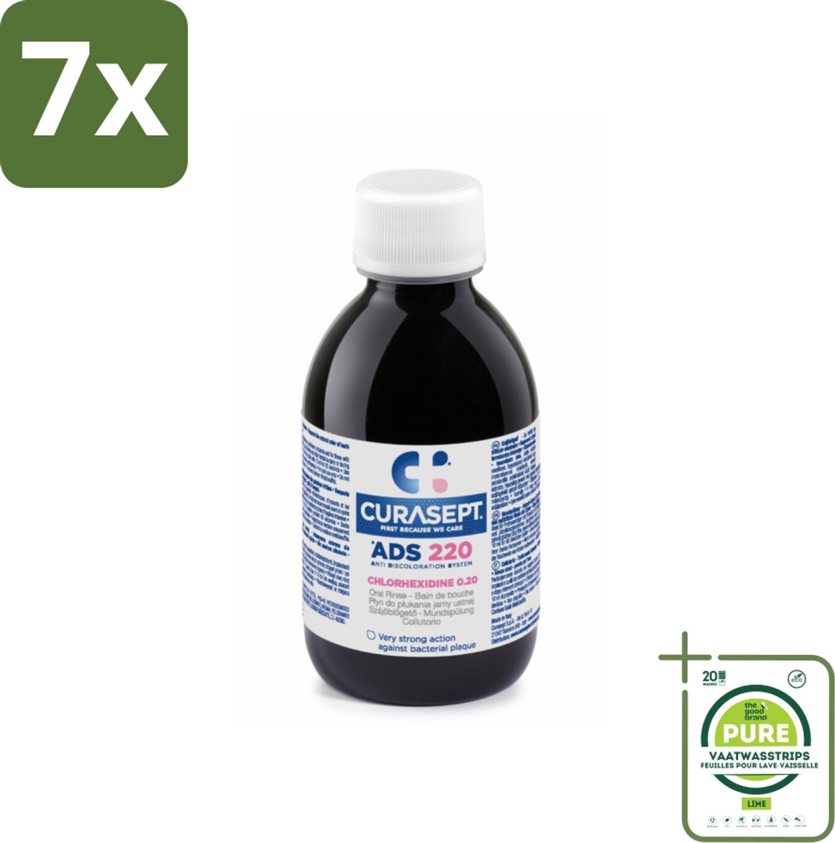 7 x Curasept Mondspoeling 0,20% CHX 200 ml - Grootverpakking - Mondspoeling - Chloorhexidine - Anti-discoloration - Mondverzorging - Parodontitis