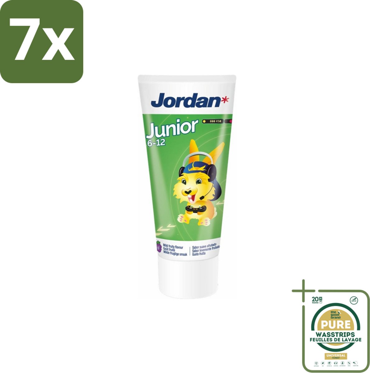 7 x Jordan - Junior - Tandpasta - 6-12 jaar - 50 ml - Grootverpakking - Tandpasta Voor Kinderen - Tandpasta 6-12 Jaar - Fluoride 1450 Ppm - Wisselgebit Bescherming - Gaatjesvoorkomend