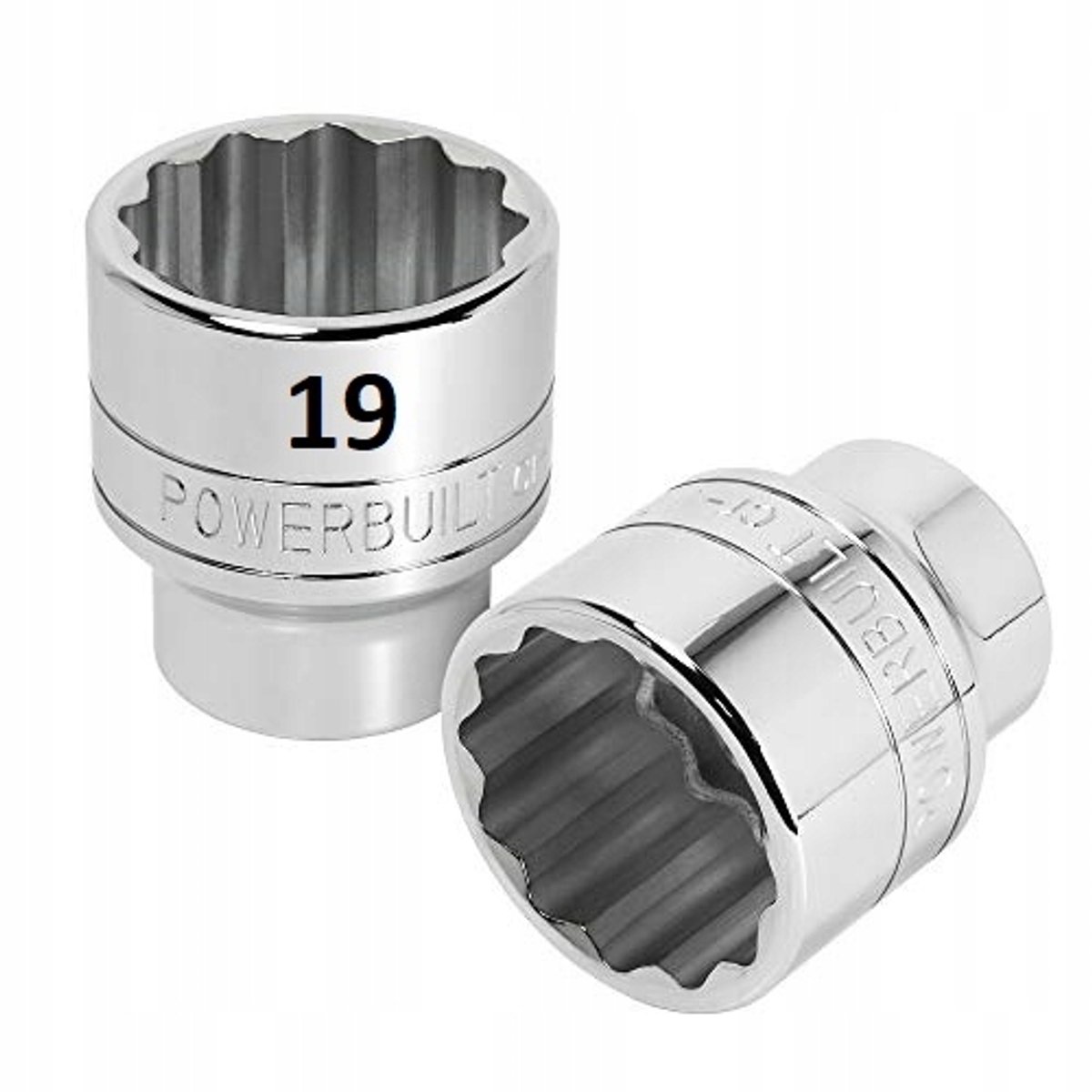 Merkloze 12-zijdige dop, 3/8", 19mm, CrV staal