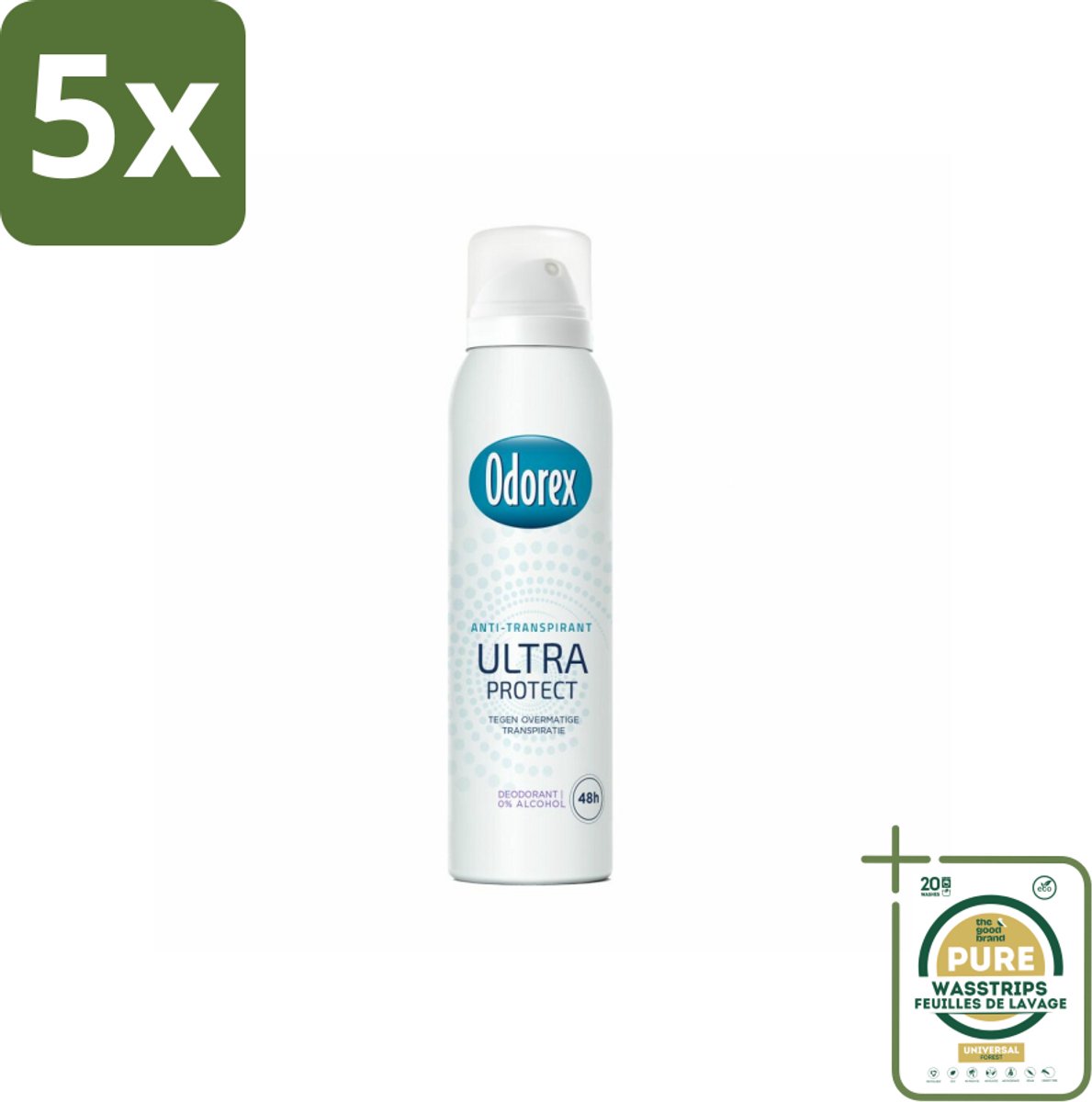 5 x Odorex - Deodorant Spray - Ultra Protect - Extra Krachtig - 150 ml - Grootverpakking - Anti-transpirant Spray - Zweetvermindering - Geurvermindering - Huidvriendelijk - 48 Uur Bescherming